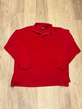 Vintage Gap Rugby Polo Long Sleeve Shirt Red Mens L Excellent Condition 90s